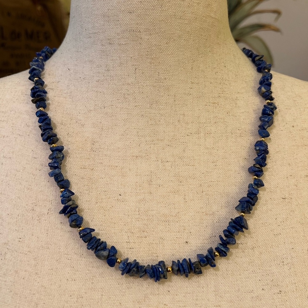 Blue Lapis Lazuli Gemstone Necklace Handmade